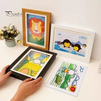 Детская художественная рамка для картины, магнитная рамка для открывания спереди, для дома, гостиной, спальни, стены, для детского рисунка, фоторамка для показа картин A4 розовый