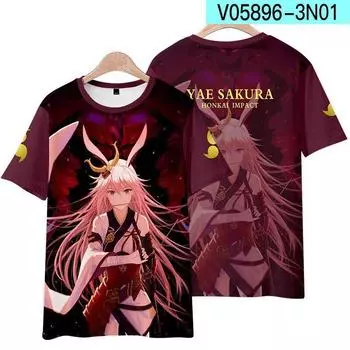 Детская и мужская летняя футболка Genshin Impact для мальчиков с популярной игрой 3D-принт, модная футболка с круглым вырезом, семейная одежда 100cm
