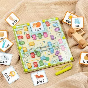 Детская игра на сопоставление алфавита, Магнитный лабиринт на парковке, 26 букв, машинки, головоломка для детей, изучение словарного запаса букв