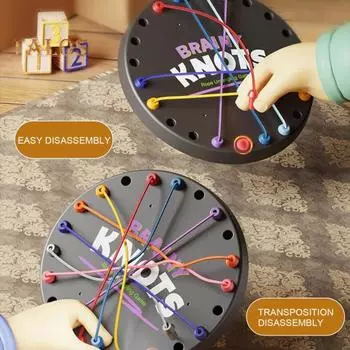 Детская игра по распутыванию веревок, логическое мышление, тренировка внимания, настольная игра с веревками для родителей и детей, интерактивная обучающая красочная эластичная игрушка по распутыванию веревок 1 Set