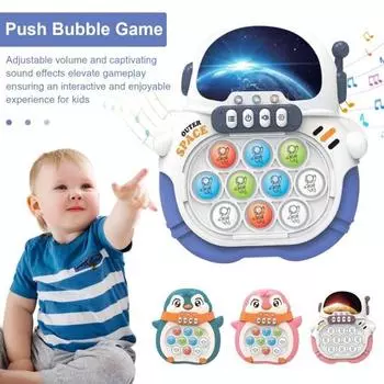 Детская игра-пузырь, обучающая игра для снятия стресса, портативная, с подсветкой, мультяшный астронавт, пингвин Astronaut синий