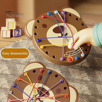 Детская игра «Распутывание веревки» Игра на логику, мышление, тренировка внимания, настольная игра «Родитель-дети», интерактивная обучающая игра «Распутывание цветной эластичной веревки» коричневый