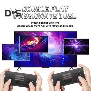 Детская игровая консоль в стиле ретро, компактный дизайн, портативный AV-выход, классическая мини-ручная игровая консоль с 2 контроллерами чёрный