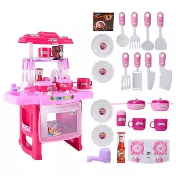 Детская игровая кухня, Детская игровая кухня с набором игрушечных аксессуаров, Мини-детская кухня