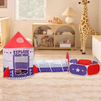 Детская игровая палатка 3 в 1 с туннелем и сумкой для хранения мячей в бассейне, легко устанавливается, складная, для использования в помещении