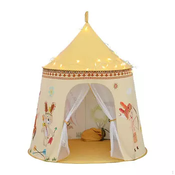 Детская игровая палатка, прочный переносной игровой домик для малышей, мальчиков и девочек with warm light
