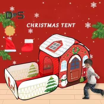 Детская игровая палатка с туннелем для гусениц, рождественская тема, детский игровой домик, ткань Оксфорд, интерактивная палатка для малышей для обучающих игр и развлечений A