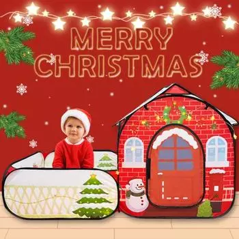 Детская игровая палатка с туннелем для гусениц, рождественская тема, детский игровой домик, ткань Оксфорд, интерактивная палатка для малышей для обучающих игр и развлечений A