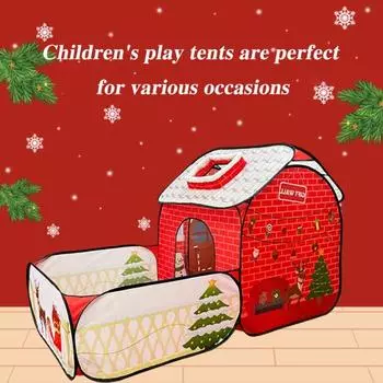 Детская игровая палатка с туннелем для гусениц, рождественская тема, детский игровой домик из ткани Оксфорд, интерактивный для малышей A