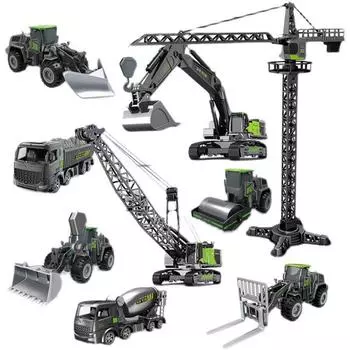 Детская игрушечная инженерная машина из сплава, золотой дорожный каток, бульдозер, экскаватор, кран, игрушечная детская машинка