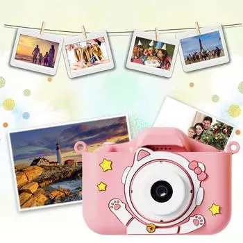 Детская игрушечная камера 96MP 2.0inch IPS экран Детская селфи-камера 1080P с двумя объективами для мальчиков/девочек 3 4 5 6 7 8 9 10 11 12 лет синий