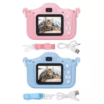 Детская игрушечная камера с экраном 2 дюйма, HD, двойная камера, детская цифровая видеокамера с возможностью съемки видео 1080P Blue