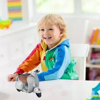 Детская игрушечная машинка без деформации подарок гладкие края интересный трюк вращающийся качели электрический мотоцикл девочка бежевый