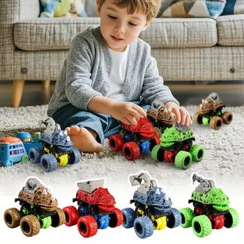 Детская игрушечная машинка-динозавр, подходит для мальчиков и девочек в возрасте 1, 2 и 3 лет, полноприводная многофункциональная машинка, подарок One Size коричневый