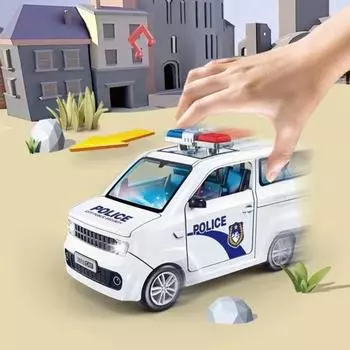 Детская игрушечная машинка с инерционным приводом и светодиодной подсветкой и музыкой, открывающимися дверями и капотом белый