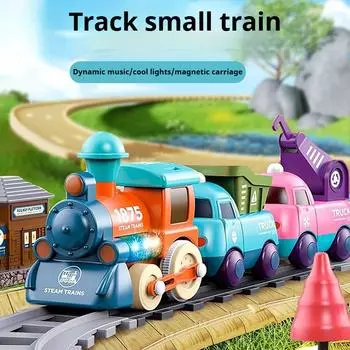 Детская игрушечная машинка-трек, электрический светящийся поезд для мальчика, набор инженерных машин, подарок на день рождения ребенка Battery Kit