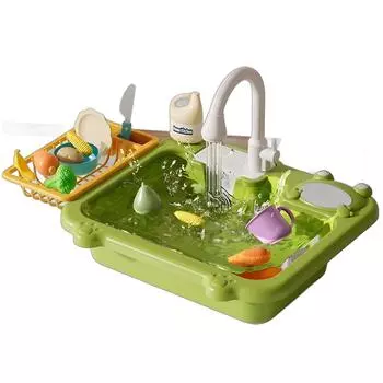 Детская игрушечная посудомоечная машина, кухонный кран для раковины, электрический игровой домик для девочек 2-3 лет розовый
