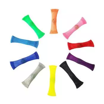 Детская игрушка для уменьшения беспокойства, 10 шт., игрушка-непоседа, декомпрессия с мраморными игрушками, тканые игрушки для сжатия, вентиляции 10 * 3 * 1.5CM чёрный