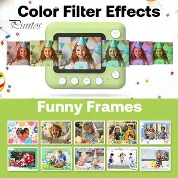 Детская игрушка-камера, совместимая с видео высокой четкости 1080P, детская игрушка-камера, камера с мгновенной печатью, забавными фильтрами и рамками, рождественские подарки на день рождения для детей от 3 до 12 лет A синий