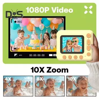 Детская игрушка-камера, совместимая с видео высокой четкости 1080P, детская игрушка-камера, камера с мгновенной печатью, забавными фильтрами и рамками, рождественские подарки на день рождения для детей от 3 до 12 лет A розовый