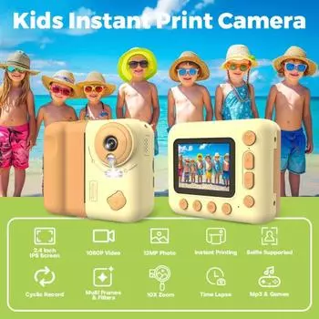 Детская игрушка-камера Видео совместимо с HD-видео 1080P Детская игрушка-камера Мгновенная камера с забавными фильтрами и рамками Подарки на Рождество и день рождения A синий