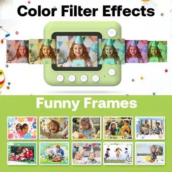 Детская игрушка-камера Видео совместимо с HD-видео 1080P Детская игрушка-камера Мгновенная камера с забавными фильтрами и рамками Подарки на Рождество и день рождения A розовый