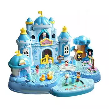Детская игрушка Магнитный игровой домик Сборка семейная игрушка Замок принцессы Принцесса Моделирование головоломка Подарок на день рождения синий