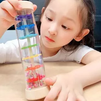 Детская игрушка-палочка для дождя, погремушка-трубка для малышей, развивающая игрушка-дождевик с бусинами для малышей, сенсорный слуховой музыкальный инструмент B