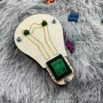 Детская игрушка-переключатель светодиодной лампочки для мальчиков и девочек, деревянная светящаяся электрическая панель управления, образовательная игрушка для путешествий, обучающая игрушка для самостоятельного изготовления бизибордов, аксессуары зелёный