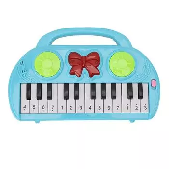 Детская игрушка пианино с клавиатурой 14 клавиш Образовательная игрушка музыкальный инструмент для малышей Многофункциональная синий