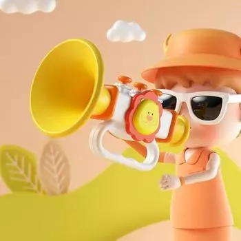 Детская игрушка-труба со шнурком, увеличивающая объем легких, тренировка мышц полости рта, мультяшный рог, игрушка для мальчиков и девочек, музыкальный инструмент