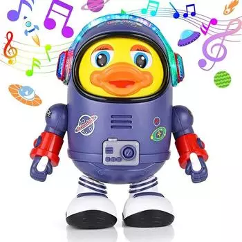 Детская игрушка-уточка, музыкальная интерактивная игрушка с подсветкой, звуковыми танцевальными роботами, космическими элементами для младенцев, подарок для детей синий