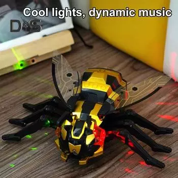 Детская игрушка-животное с дистанционным управлением и светодиодной подсветкой, музыкальная интерактивная механическая пчела, осьминог, паук, для малышей, электрическая 2,4 ГГц, радиоуправляемая игрушка-животное-робот C