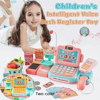 Детская интеллектуальная голосовая игрушка-кассовый аппарат розовый