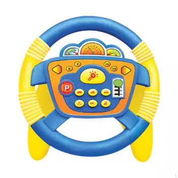 Детская интерактивная игрушка-руль со звуками для мальчиков и девочек синий