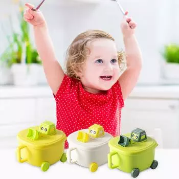 Детская изолированная миска для дома и улицы, миска двойного назначения, устойчивая к падениям, противоожоговая присоска для детей One Size зелёный