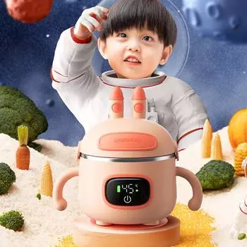 Детская изолированная миска, перезаряжаемая детская анти-падение, умная миска из нержавеющей стали для пищевых добавок, термостатическая миска розовый