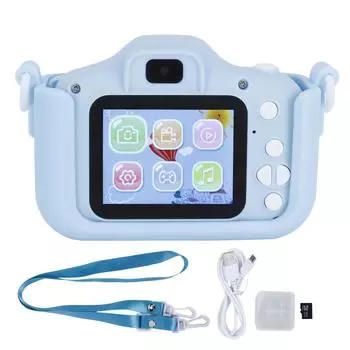 Детская камера 40MP Cartoon Cat Photo Camera с головоломками Подарки на день рождения Синий синий