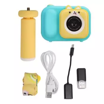 Детская камера 48MP 2.4 дюймовый ЖК-экран красочный внешний вид двойной объектив детская цифровая камера тип 2 синий