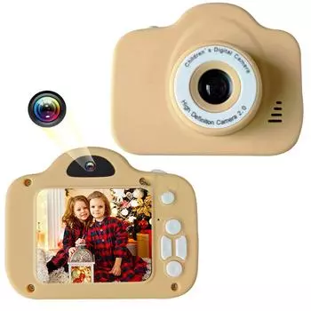 Детская камера, цифровая двойная камера, HD 1080P, видеокамера, игрушки, мини-камера, цветной дисплей, детский подарок на день рождения, детские игрушки для детей бежевый