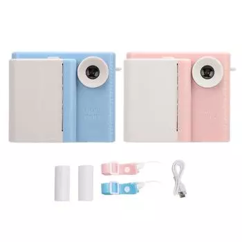 Детская камера для печати с 3 рулонами бумаги для печати HD с двумя объективами фото и видео для уличных игр Pho Blue