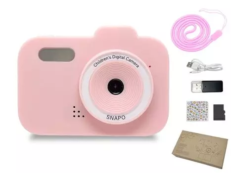 Детская камера Игрушечная камера SNAPO карта microSD 32 ГБ с проектом для чтения карт Хирагана Катакана Обучающая игрушка Детская цифровая камера Фото Видео Музыка пастельные розовый