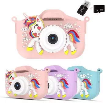 Детская камера, камера для малышей, рождественские подарки на день рождения для девочек и мальчиков 3-12 лет, детские игрушки для камеры, цифровые видеокамеры с SD-картой 32 ГБ