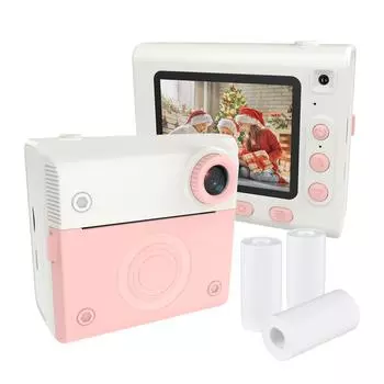 Детская камера мгновенной печати Цифровая камера для детей 1080P Цифровая видеокамера Двойной объектив 2,8 дюйма IPS розовый