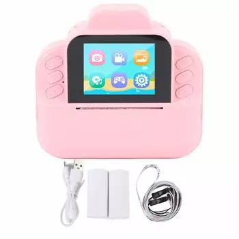Детская камера мгновенной печати с экраном 2,4 дюйма, 48 МП, 1080P, 6-кратным цифровым зумом, HD-компактная цифровая камера с розовый