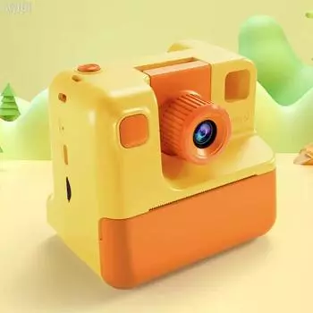 Детская камера мгновенной печати Zero Ink Цифровая фотокамера 2.0-дюймовый экран HD 1080P Видеокамера Игрушки Подарки для девочек и мальчиков в возрасте от 3 до 12 лет жёлтый