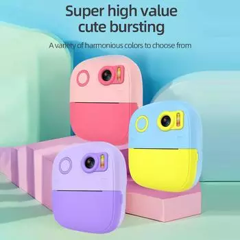 Детская камера, мгновенный термопринтер, 2,4-дюймовый экран, цифровая камера, поддержка таймера съемки 0 фиолетовый