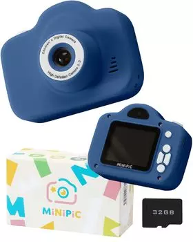 Детская камера MiNiPiC Мини-фото Игрушечная камера Камера Карточка Пастель Детская (Смартфонный считыватель Type-C, темно-синий) тёмно-синий