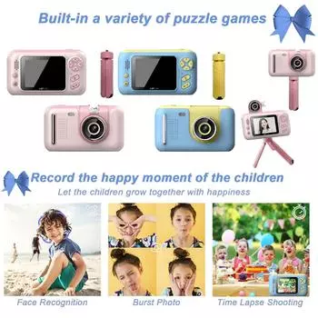 Детская камера с откидным объективом для селфи, цифровая камера HD для девочек 3, 4, 5, 6, 7, 8 лет, подарки на день рождения One Size синий