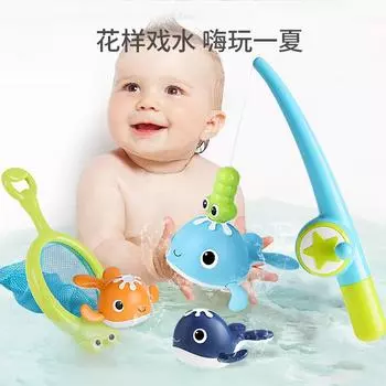 Детская катушка Play Water Whale Swimming Whale Ванная Магнитная Рыболовный костюм Игрушка для ванны зелёный